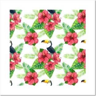 Toucan and tropical bouquet Posters and Art